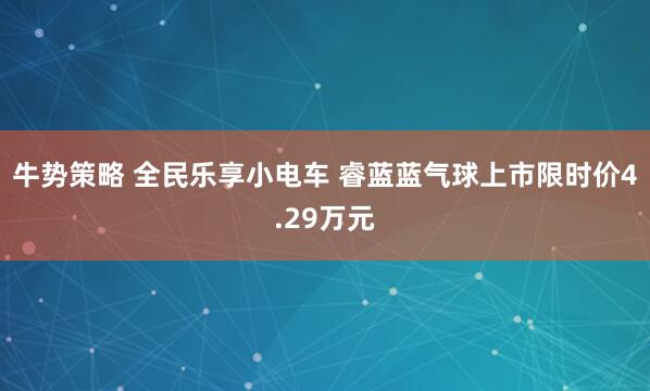 牛势策略 全民乐享小电车 睿蓝蓝气球上市限时价4.29万元