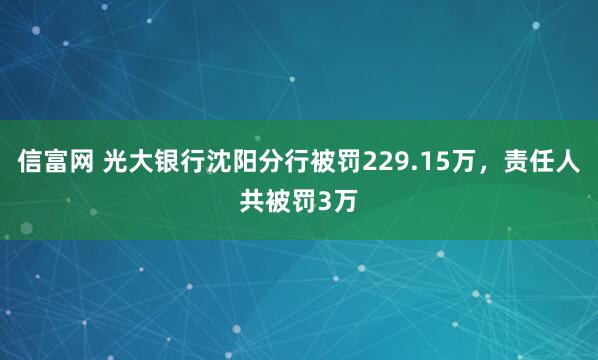 信富网 光大银行沈阳分行被罚229.15万，责任人共被罚3万