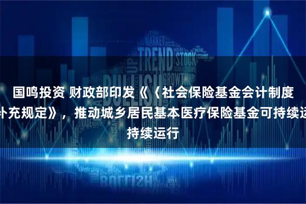 国鸣投资 财政部印发《〈社会保险基金会计制度〉补充规定》，推动城乡居民基本医疗保险基金可持续运行